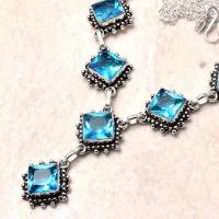 Col 008a collier sautoir topaze bleue suisse 25gr 10x10mm bijou ethnique achat vente argent 925