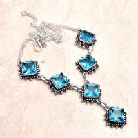 Col 008b collier sautoir topaze bleue suisse 25gr 10x10mm bijou ethnique achat vente argent 925