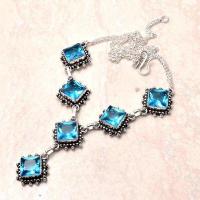 Col 008c collier sautoir topaze bleue suisse 25gr 10x10mm bijou ethnique achat vente argent 925