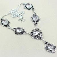 Col 009a collier parure sautoir topaze quartz blanche cristal bijou argent 925 vente achat