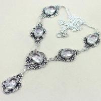 Col 009d collier parure sautoir topaze quartz blanche cristal bijou argent 925 vente achat