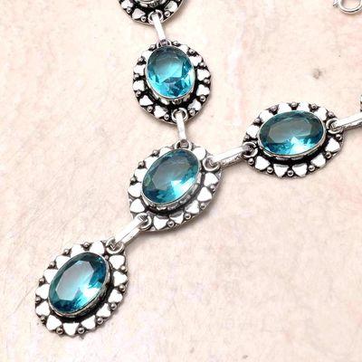 Col 010a collier sautoir aigues marine 26gr 10x15mm bijou ethnique achat vente argent 925 1