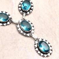 Col 010b collier sautoir topaze bleue suisse 26gr 10x15mm bijou ethnique achat vente argent 925