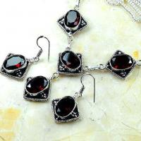 Col 011b collier boucles oreilles grenat 32gr 10x15mm vente bijou ethnique argent 925