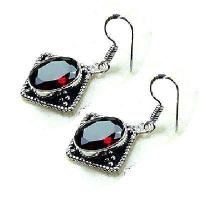 Col 011c collier boucles oreilles grenat 32gr 10x15mm vente bijou ethnique argent 925