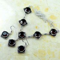 Col 012a collier boucles oreilles grenat 32gr 10x15mm vente bijou ethnique argent 925