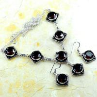 Col 012d collier boucles oreilles grenat 32gr 10x15mm vente bijou ethnique argent 925