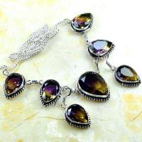 Col 015a collier boucles oreilles ametrine 40gr 14x20mm achat vente bijou monture argent 925