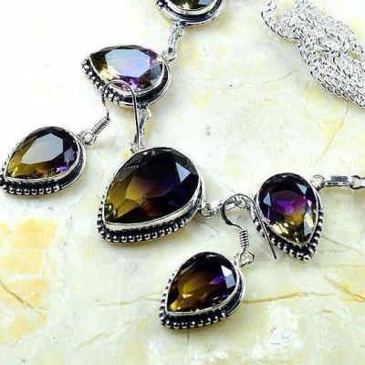 Col 015b collier boucles oreilles ametrine 40gr 14x20mm achat vente bijou monture argent 925