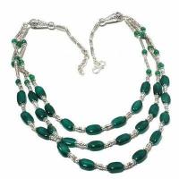 Col 016b collier parure sautoir emeraudes 3 rangs 53gr achat vente bijoux argent 925