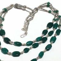 Col 016c collier parure sautoir emeraudes 3 rangs 53gr achat vente bijoux argent 925