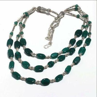 Col 016a collier parure sautoir emeraudes 3 rangs 53gr achat vente bijoux argent 925