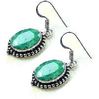 Col 017c collier boucles oreilles emeraude facettees 33gr 20x30mm vente bijou argent 925