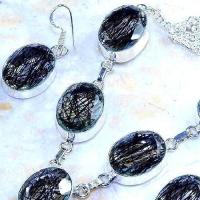 Col 018b parure boucles collier tourmaline quartz rutile cristal achat vente bijou argent 925