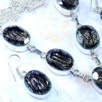 Col 018c parure boucles collier tourmaline quartz rutile cristal achat vente bijou argent 925