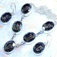 Col 018d parure boucles collier tourmaline quartz rutile cristal achat vente bijou argent 925