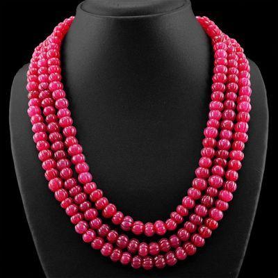 Col 019b collier parure sautoir 3rangs 8x10mm rubis perles lanternes achat vente bijoux ethniques