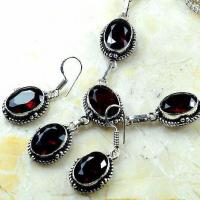 Col 021a collier boucles oreilles grenat 32gr 10x15mm vente bijou ethnique argent 925