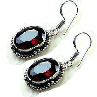 Col 021c collier boucles oreilles grenat 32gr 10x15mm vente bijou ethnique argent 925