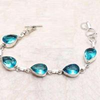 Col 023g collier bracelet boucles aigue marine 10x15mm ethnique bijou argent 925 vente achat