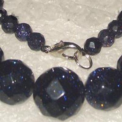 Col 027a collier sautoir parure onyx noir perles nuggets 1900