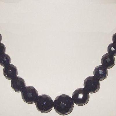 Col 027c collier sautoir parure onyx noir perles nuggets 1900