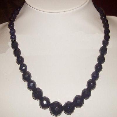 Col 027d collier sautoir parure onyx noir perles nuggets 1900