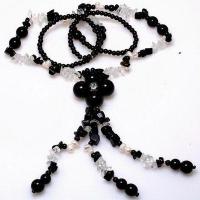 Col 029a collier sautoir 96cm 68gr onyx sodalite perles 6 15mm