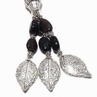 Col 039c collier parure onyx noir 2rangs 58gr pendant feuilles bijou 1900 art deco gothique