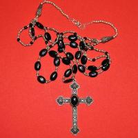 Col 041 collier parure gothique 60gr onyx 8x12mm croix 55x80mm argent 925 2