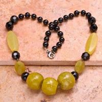 Col 043a collier parure sautoir onyx noir 6x10mm agate jaune