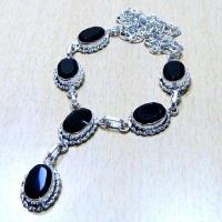 Col 044c collier parure sautoir 27gr 10x15mm onyx noir argent 925