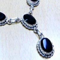 Col 044d collier parure sautoir 27gr 10x15mm onyx noir argent 925