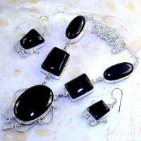 Col 050d parure collier boucles oreilles onyx noir achat vente bijou argent 925