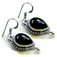 Col 051c collier boucles oreilles 38gr onyx noir 20x25mm bijou art deco gothique argent 925