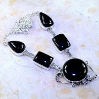 Col 052a collier sautoir onyx noir parure bijou 1900 art deco achat vente