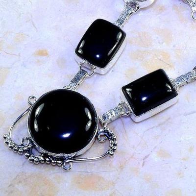 Col 052a collier sautoir onyx noir parure bijou 1900 art deco achat vente