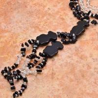 Col 054b collier parure sautoir onyx noir