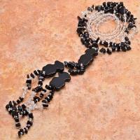 Col 054c collier parure sautoir onyx noir