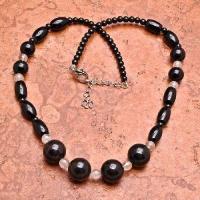 Col 055a collier parure sautoir onyx noir