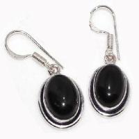 Col 057c collier boucles oreilles 26gr onyx noir 10x15mm bijou art deco gothique argent 925