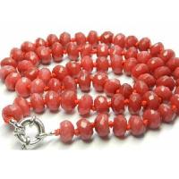 Col 060a collier parure rubis 1rang perles facettes 5x8mm35gr 45cm 