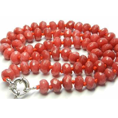 Col 060a collier parure rubis 1rang perles facettes 5x8mm35gr 45cm