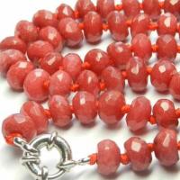 Col 060b collier parure rubis 1rang perles facettes 5x8mm35gr 45cm 