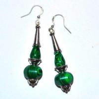 Col 065b collier boucles oreilles pendant chaine malachite 24gr 10x12mm