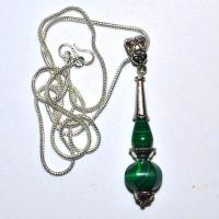 Col 065c collier boucles oreilles pendant chaine malachite 24gr 10x12mm