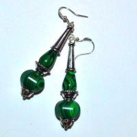 Col 065e collier boucles oreilles pendant chaine malachite 24gr 10x12mm