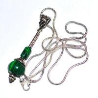 Col 066c collier boucles oreilles pendant chaine malachite 21gr 10x12mm