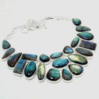 Col 067a collier parure labradorite argent 925 120gr