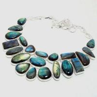 Col 067d collier parure labradorite argent 925 120gr